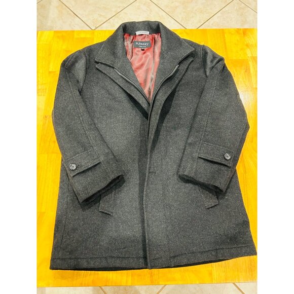 Afazzy New York Med Grey Cashmere Blend Coat Zipper & Buttons Unisex - Picture 2 of 16